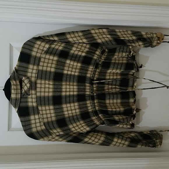 💜Firm Price💜Free People Plaid Ruched Sleeve Shirt - Picture 6 of 16